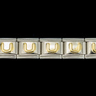 10mm Silver and Gold "U" Expandable Letter Beads (18 Pcs) #ADD621