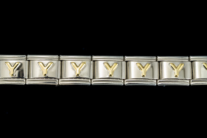 10mm Silver and Gold "Y" Expandable Letter Beads (18 Pcs) #ADD625