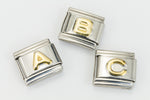 10mm Silver and Gold "A" Expandable Letter Beads (18 Pcs) #ADD601