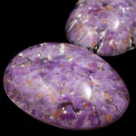 18mm x 25mm Lavender/Gold/Silver Foil Oval Cabochon #AHE002-General Bead