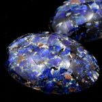 18mm x 25mm Dark Blue/Silver/Gold Foil Oval Cabochon #AHH002-General Bead