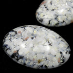 18mm x 25mm White/Silver/Black Foil Oval Cabochon #AHI002-General Bead