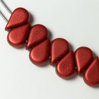 5mm x 8mm Matte Metallic Red 2 Hole Amos Par Puca Beads (5 Gm 3 Pack, 100 Gm)