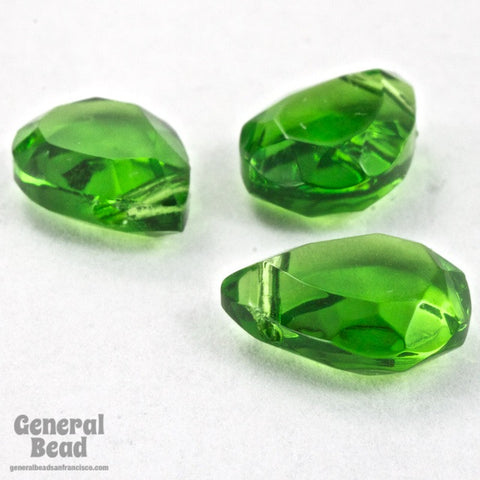 8mm x 11mm Emerald Flat Teardrop #AZP006-General Bead