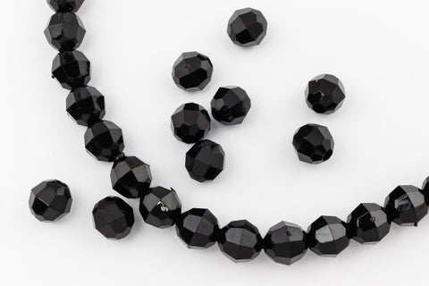 Beadery Opaque Black Faceted Round Beads (4mm, 6mm, 8mm, 10mm, 12mm)-General Bead