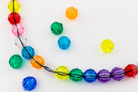 Beadery Transparent Multi Faceted Round Bead Mix (4mm, 6mm, 8mm, 10mm, 12mm)-General Bead