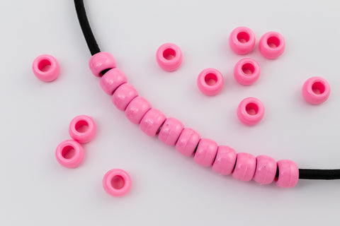 6mm x 9mm Beadery Opaque Baby Pink Pony Plastic Craft Bead-General Bead