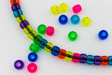 Amethyst Purple Transparent Plastic Pony Beads 6 x 9mm, 500 beads