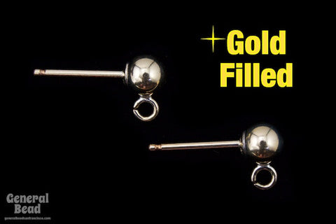 4mm Gold Filled Ball Post with 3mm Loop #BGB018-General Bead