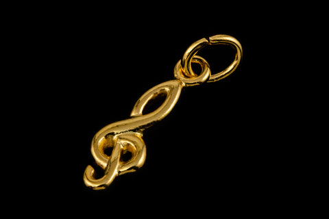 15mm Gold Plated Treble Clef Charm #BGG045-General Bead