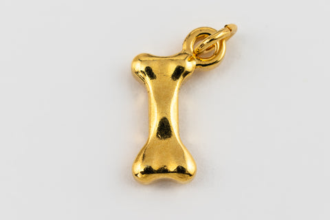14mm Gold Plated Dog Bone Charm #BGK045-General Bead