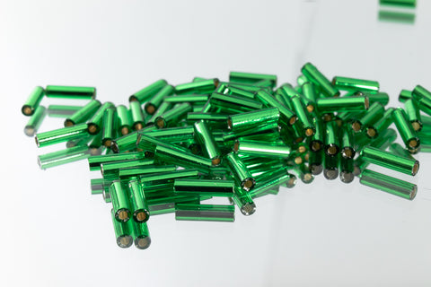 6mm Silver Lined Green Miyuki Smooth Bugle (8.5 Gm, 125 Gm, 250 Gm)