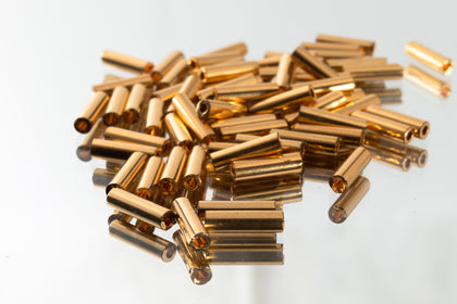 3mm 24kt Gold Plated Miyuki Smooth Bugle (25 Gm, 50 Gm)
