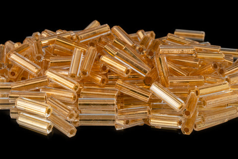 6mm 24kt Gold Lined Crystal Miyuki Hex Bugle (5 Gm, 50 Gm, 100 Gm)