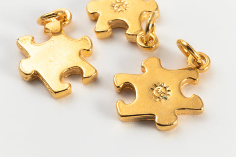 14mm Gold Plated Puzzle Piece Charm #BGX045-General Bead