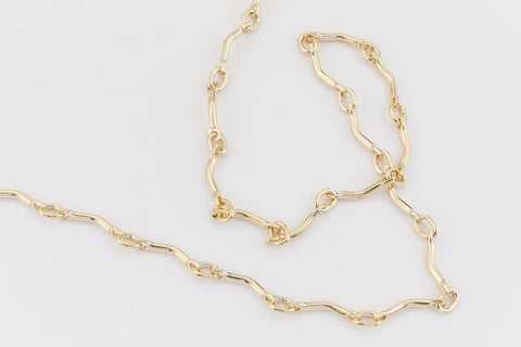 7.5mm x 3mm 14 Karat Gold Filled Small Curved Bar Chain #BGY089-General Bead