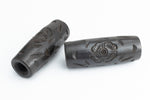 51mm x 20mm Black Bone Carved Rose Tube Bead #BNH071