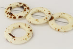 25mm White/Brown Speckle Bone Ring (2 Pcs) #BNH208-General Bead