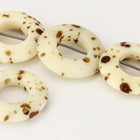 15mm White/Brown Speckle Bone Ring (4 Pcs) #BNH213-General Bead