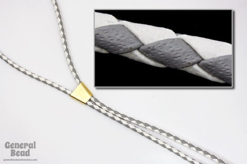 36" White/Grey Bolo Cord-General Bead