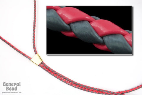 36" Dark Grey/Dark Pink Bolo Cord-General Bead