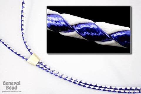 36" White/Metallic Blue Bolo Cord-General Bead