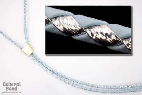 36" Light Blue/Metallic Silver Bolo Cord-General Bead