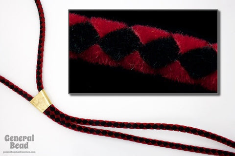 36" Black/Red Velour Bolo Cord-General Bead