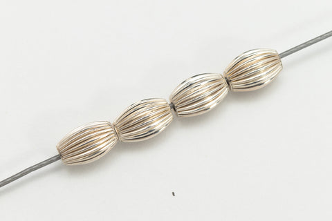 Sterling Silver 3.5mm x 5mm Corrugated Oval Bead (4 Pcs) #BSA005