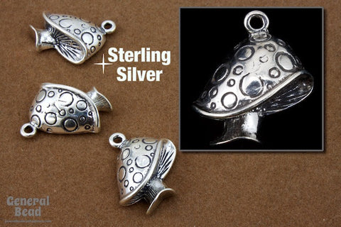15mm Sterling Silver Mushroom Charm #BSA046-General Bead