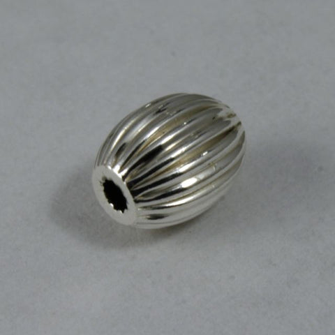 Sterling Silver 4mm x 6mm Corrugated Oval Bead-General Bead