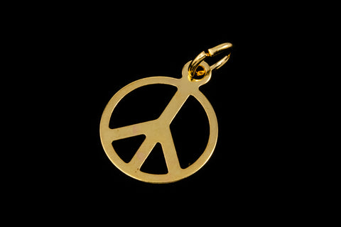 14mm Gold Plated Peace Sign Charm #BGB045-General Bead