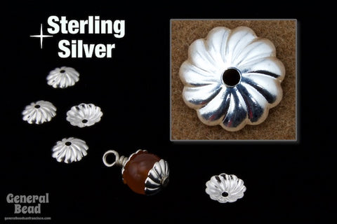 6mm Sterling Silver Fluted Bead Cap #BSD024-General Bead