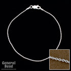 Sterling Silver 1mm Curb Finished Bracelet Chain-General Bead