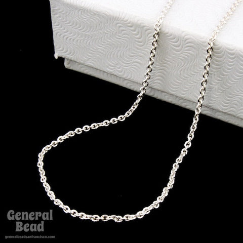 Sterling Silver 1mm Curb Finished Bracelet Chain-General Bead