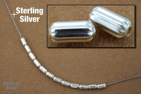Sterling Silver 3mm x 6mm Corrugated Tube Bead-General Bead