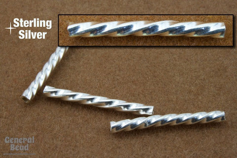 Sterling Silver 2mm x 20mm Twisted Tube Bead-General Bead