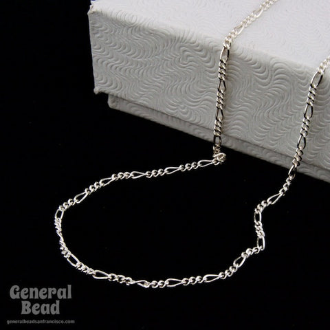 Sterling Silver 1mm Figaro Finished Bracelet Chain-General Bead