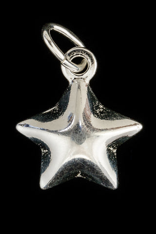 12mm Sterling Silver Puffed Star Charm #BSI043-General Bead