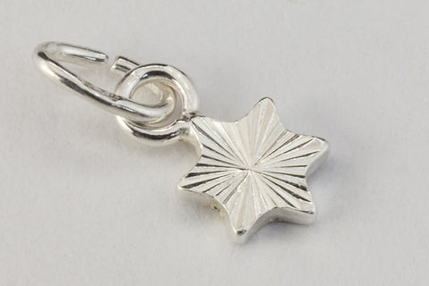 9mm Sterling Silver Diamond Cut Six Point Star Charm #BSJ043-General Bead