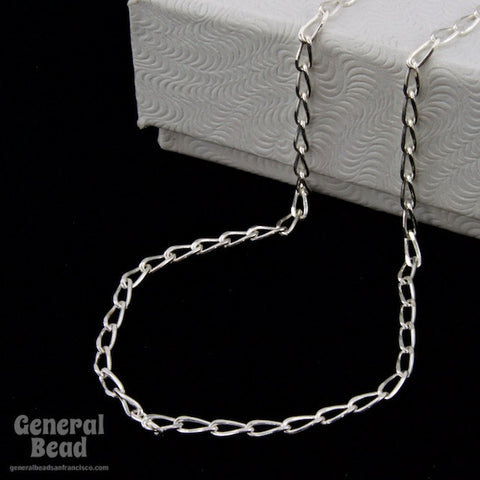Sterling Silver 1.5mm Flat Oval Curb Finished Bracelet Chain-General Bead
