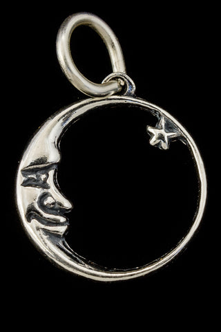 16mm Sterling Silver Quarter Moon with Star Charm #BSP043-General Bead
