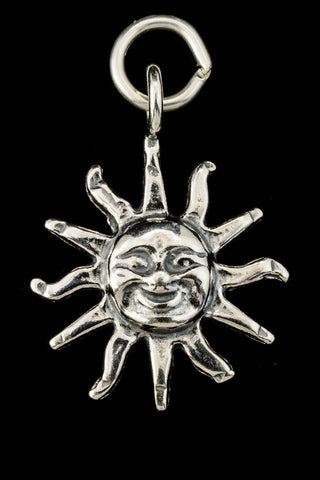 22mm Sterling Silver Smiling Sun Charm #BSR043-General Bead