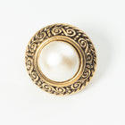14mm Pearl and Gold Plastic Shank Button (2 Pcs) #BTN010