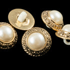 14mm Pearl and Gold Plastic Shank Button (2 Pcs) #BTN010