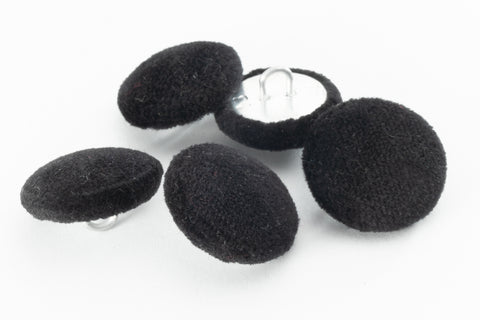 15mm Black Velveteen Covered Button (2 Pcs) #BTN016