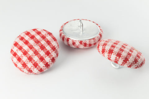 19mm Red Gingham Covered Button (2 Pcs) #BTN046