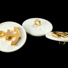 20mm White/Gold Anchor Shank Button (2 Pcs) #BTN056
