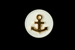 20mm White/Gold Anchor Shank Button (2 Pcs) #BTN056