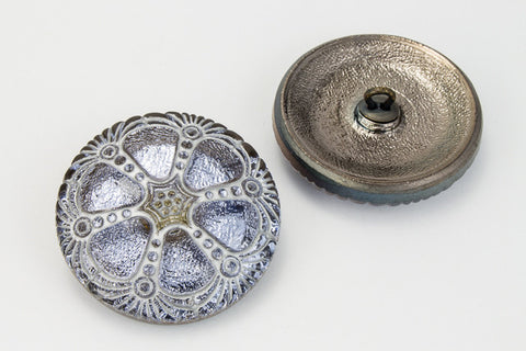 27mm Light Sapphire/Silver Wheel Button #BUT005-General Bead